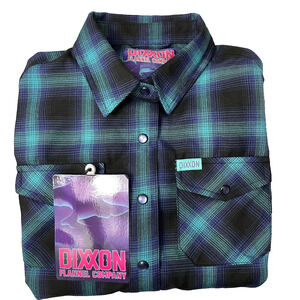 Dixxon Flannel The Borealis Womens Small Blue Black Pearl Snap Long Sleeve NWT